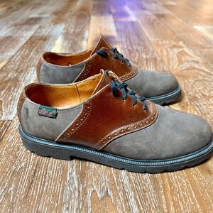 Bass & Co Men’s Two-Tone Derby Oxford Shoes - Brown Leather / Coffee Suede 10.5